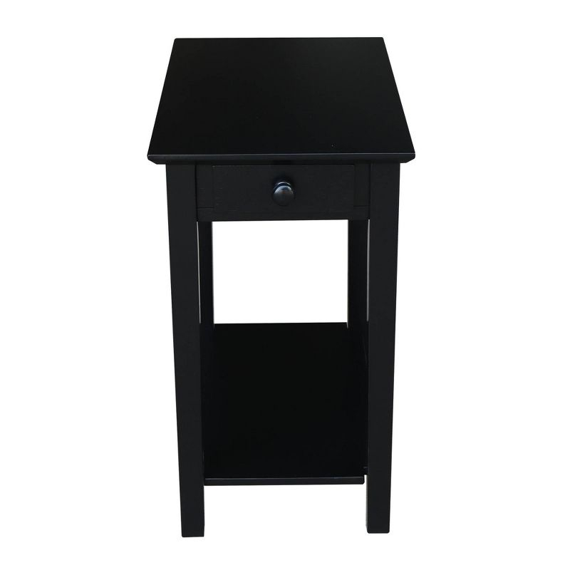 International Concepts Narrow End Table Black: Sleek Design with Drawer & Fixed Shelf for Living Room