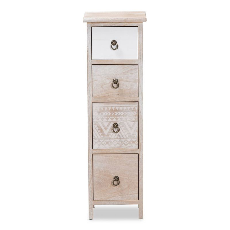 Baxton Studio Seanna Wood 4 Drawer Storage Unit Light Brown: Farmhouse Style Accent Cabinet, No Assembly Required