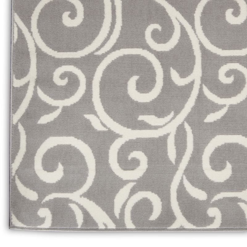 Nourison Grafix 7'10" x 9'10" (8' x 10') Grey Area Rug Bohemian Contemporary Botanical by Nourison