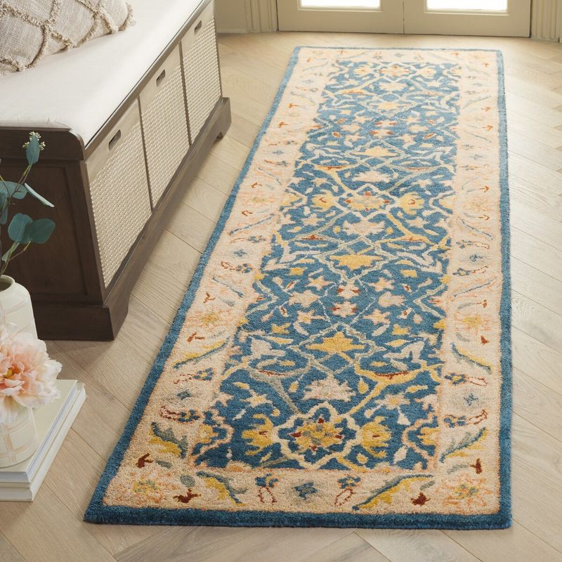 Antiquity AT14 Hand Tufted Indoor Runner Rug - Blue - 2'3"x14' - Safavieh