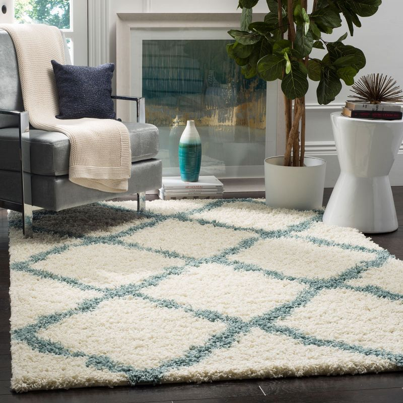 Dallas Shag SGD257 Power Loomed Indoor Area Rug - Ivory/Light Blue - 4'x6' - Safavieh.