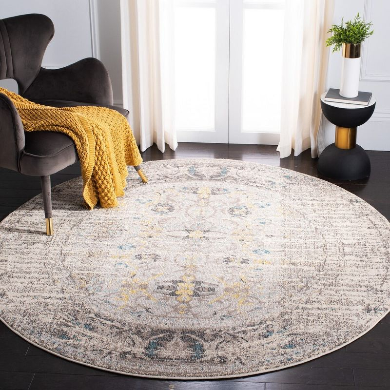 Monaco MNC209 Power Loomed Indoor Area Rug - Grey/Multi - 9' Round - Safavieh.