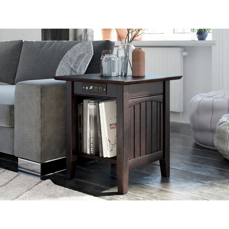 AFI Furnishings Nantucket End Table with Charging Station in Espresso