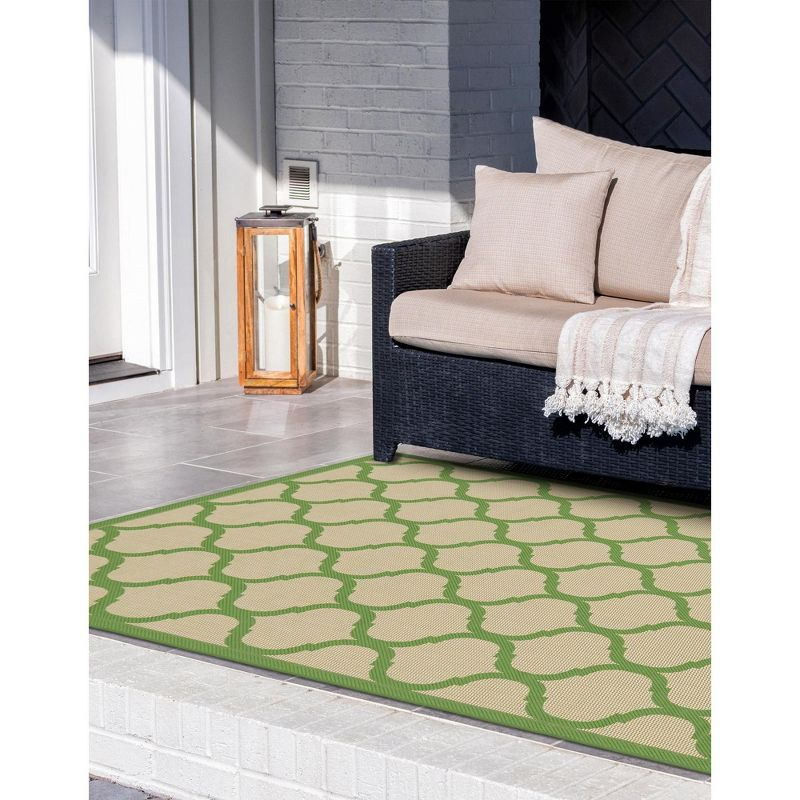 Unique Loom 6' 1 x 9' 0 Beige and Green Outdoor Trellis Moroccan Area Rug