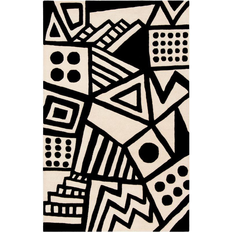 Fifth Avenue FTV124 Hand Tufted Wool Area Rug - Ivory/Black- 5' X 8' - Safavieh.