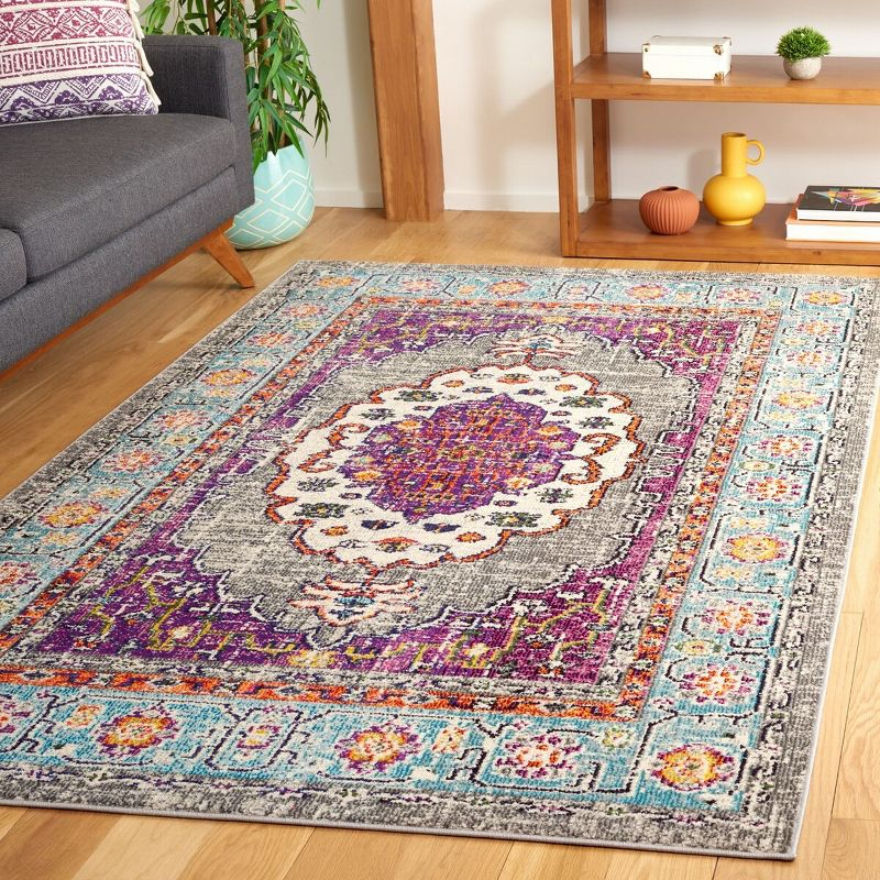 Monaco MNC246 Power Loomed Indoor Area Rug - Violet/Light Blue - 6'7"x9'2" - Safavieh.