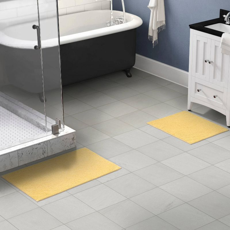 2pc Queen Cotton Washable Bath Rug Set Yellow - Garland Rug: Machine Made, Tufted, Latex Backing