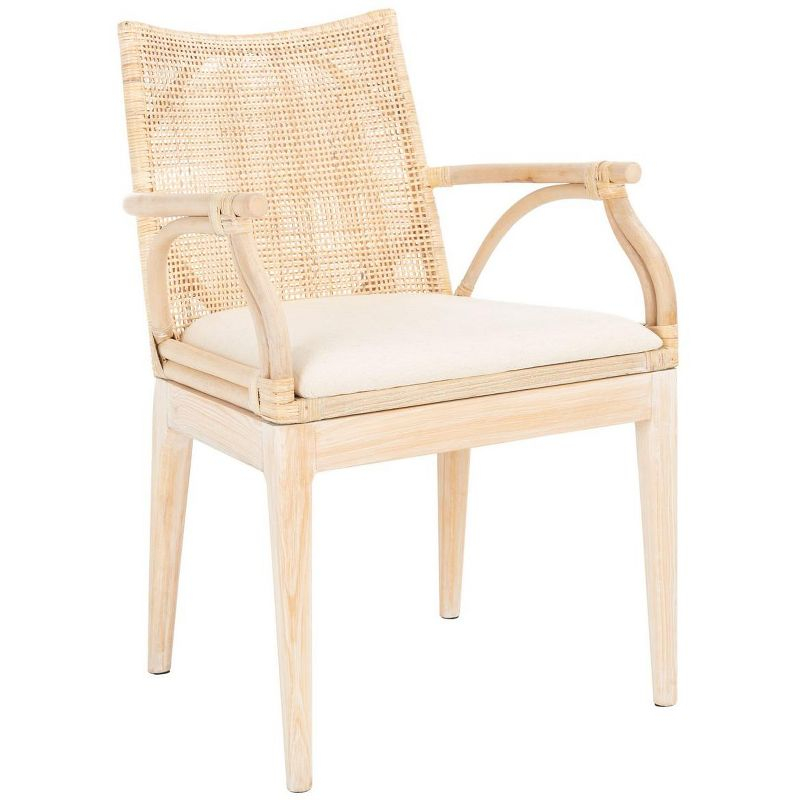 Gianni Arm Chair - Natural/White Washed - Safavieh