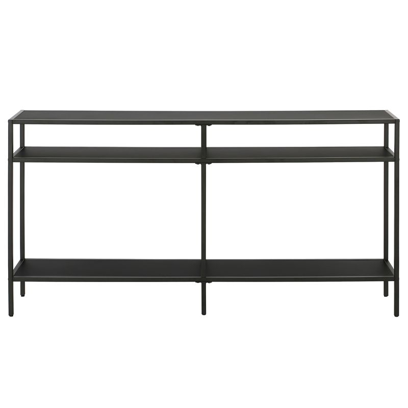 55" Black Bronze Console Table with Metal Shelves - Henn&Hart