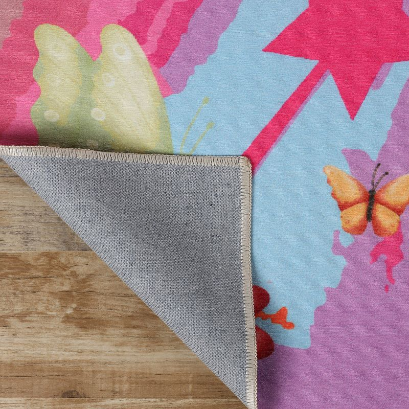 Butterfly Non-Slip Kids Playroom Nursery Washable Indoor Area Rug, 5'7"x8'8", Apricot - Blue Nile Mills