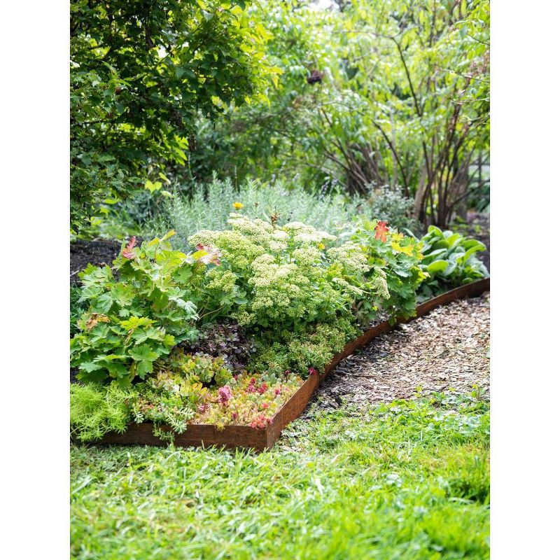 Gardener's Supply Company | Corten Steel Customizable Angle Landscape Edging | 44" Long 5" Tall Garden and Lawn Decorative Border | Set of 2 - gray
