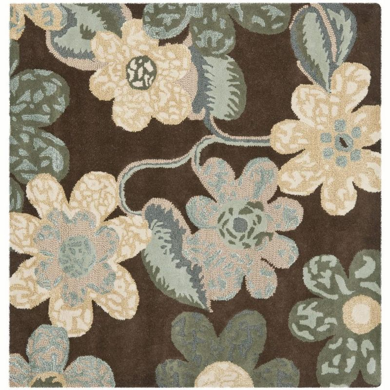 Bella BEL220 Hand Tufted Indoor Area Rug - Brown/Multi - 5'x5' - Safavieh