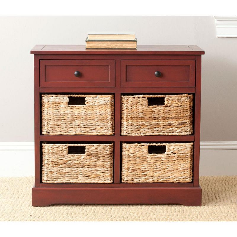 Herman Storage Unit with Wicker Baskets - Red - Safavieh.