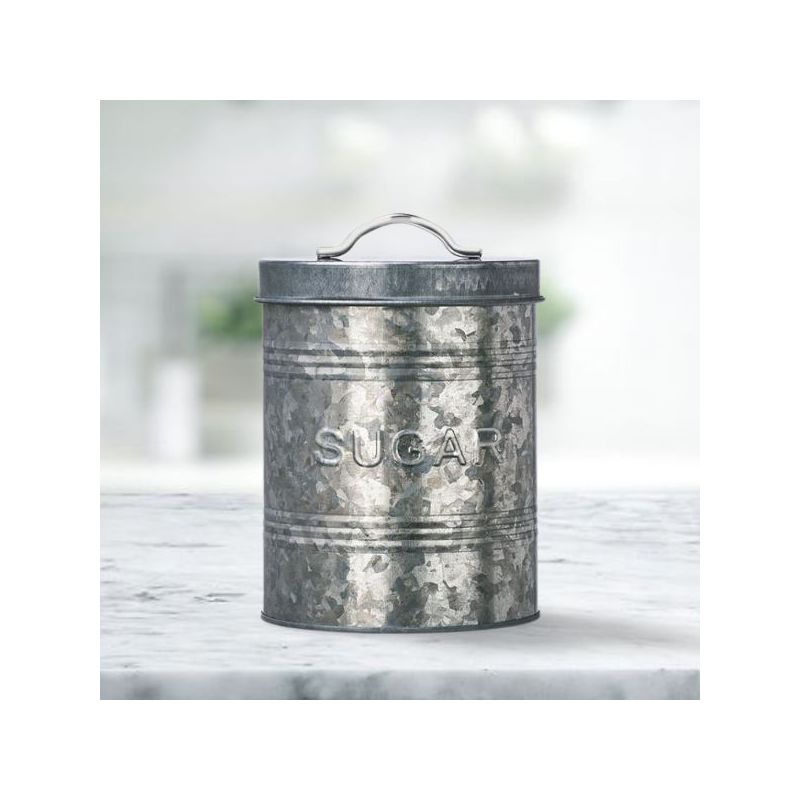 Amici Home Rustic Kitchen Collection Galvanized Metal Storage Canister, Food Safe, Sugar Relief, 76 Ounce
