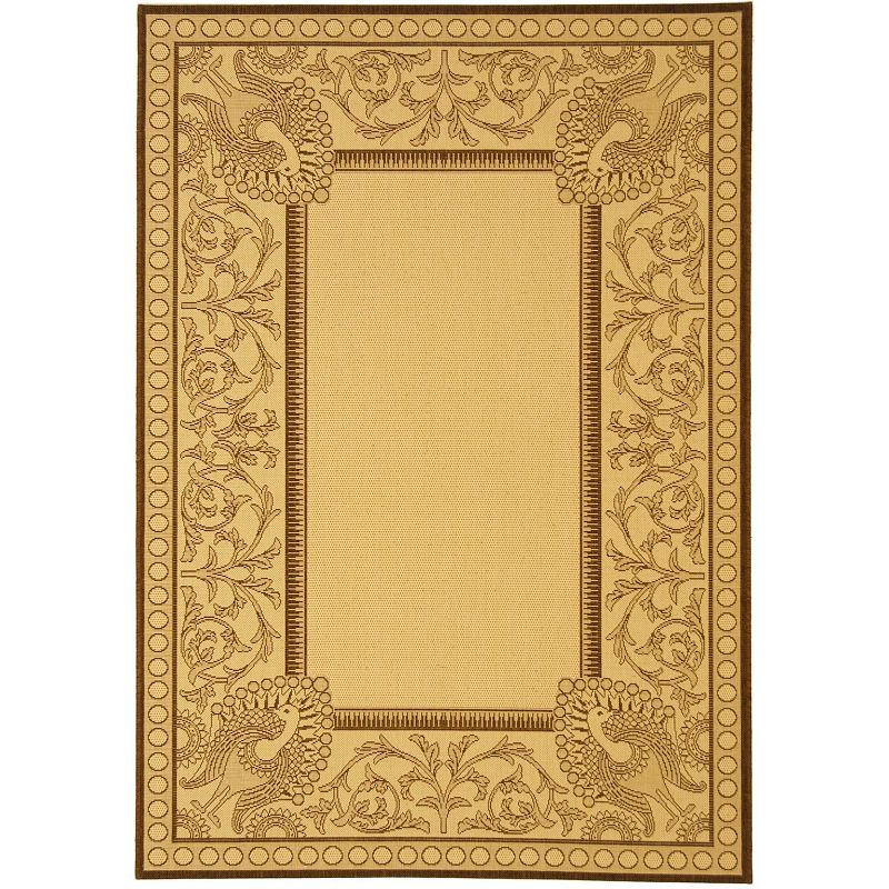 Courtyard CY2965 Power Loomed Indoor/Outdoor Area Rug - Natural/Chocolate - 5'3"x7'7" - Safavieh.