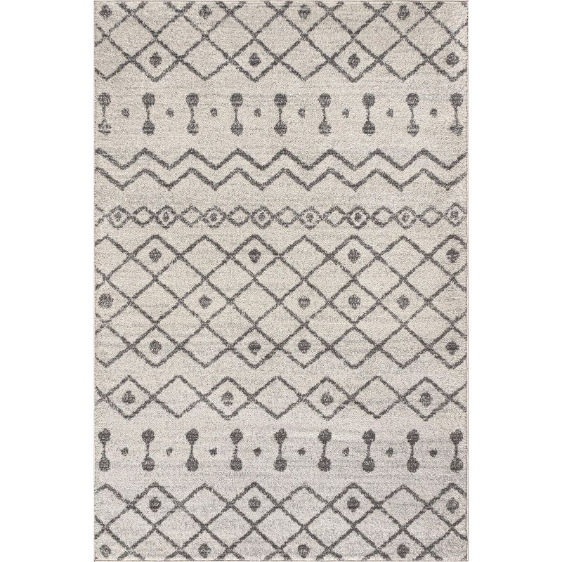 8'x10' Aksil Moroccan Beni Souk Area Rug, Cream/Gray - JONATHAN Y