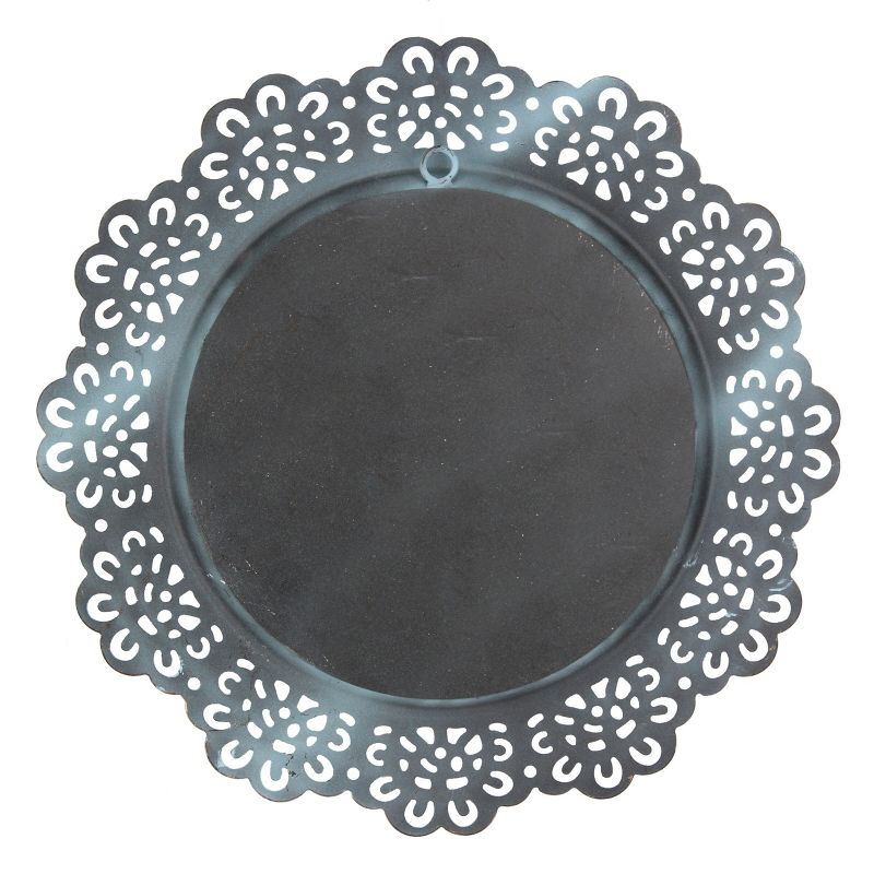 12.5" Floral Metal Lace Wall Mirror Light Blue - Stonebriar Collection: Modern Round Decorative, No Assembly Required