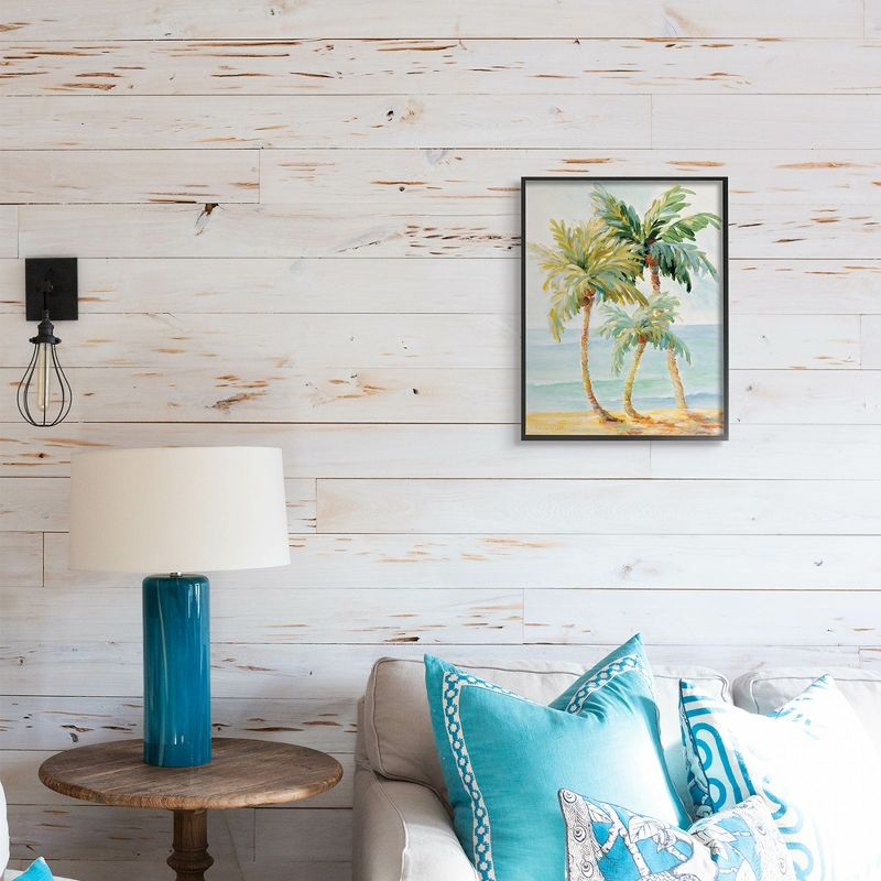 Stupell Industries Tropical Palm Trees on Coastal Beach Sand Black Framed Giclee, 16 x 20