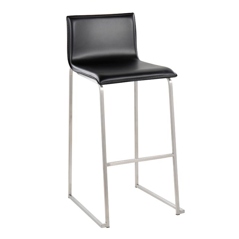 Set of 2 Mara Upholstered Barstools Stainless Steel Black - Lumisource: Kitchen Counter Seating with Footrest