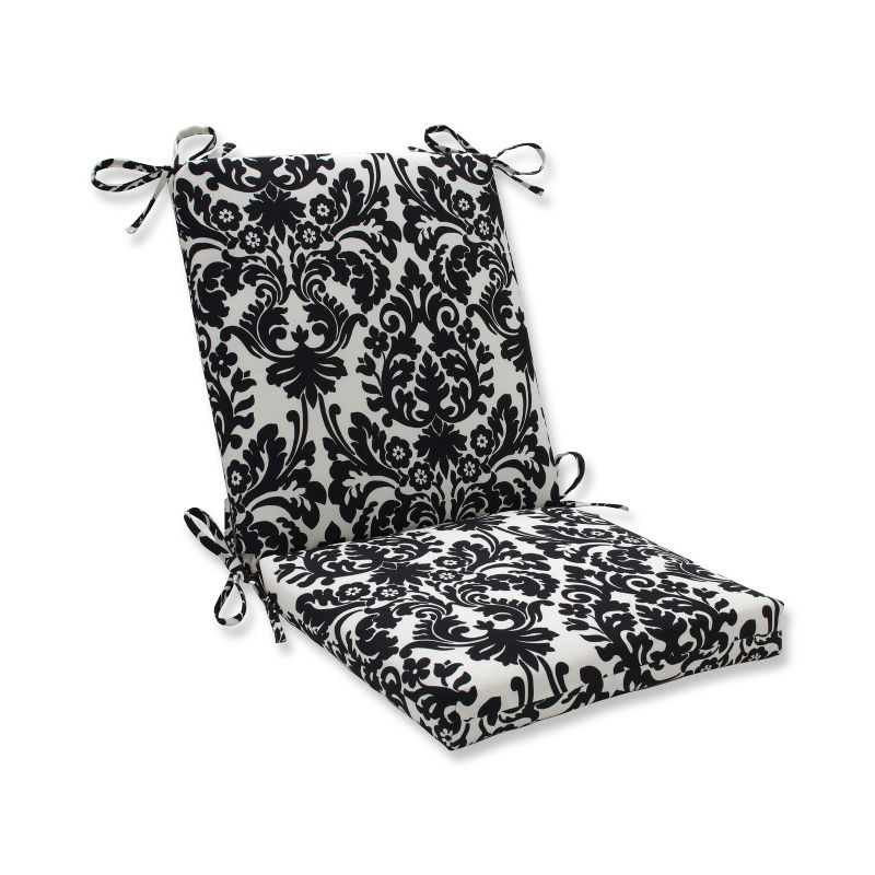 Outdoor Seat Pad/Dining/Bistro Cushion - Black/White Floral - Pillow Perfect