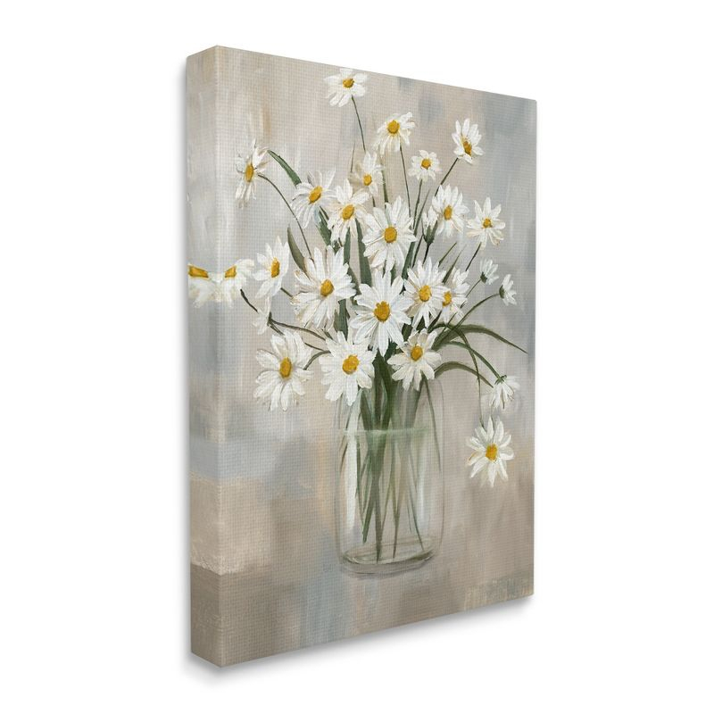 Stupell Industries Daisy Bloom Bouquet Potted Flowers Abstract Pattern Gallery Wrapped Canvas Wall Art, 16 x 20