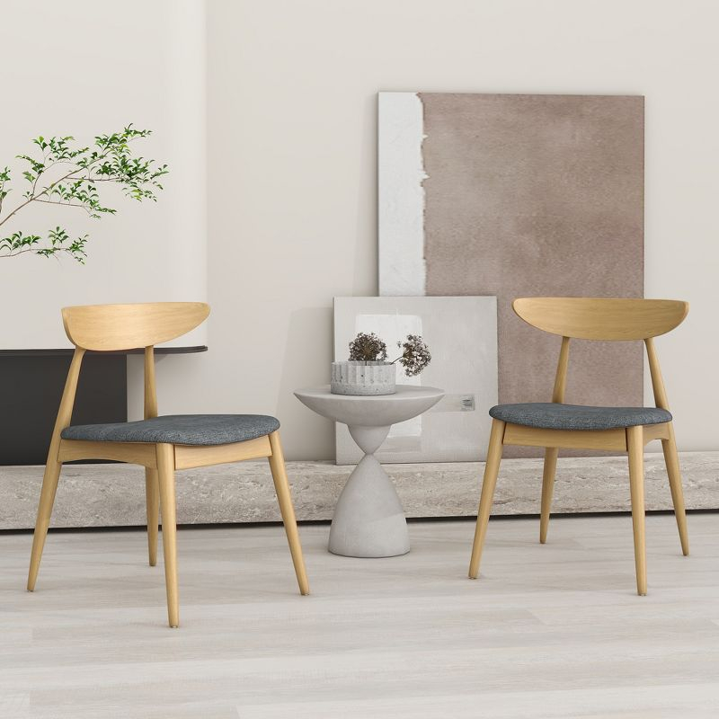 Christopher Knight Home Barron Mid Century Modern Rubberwood Fabric Upholstered Dining Chairs (Set of 2), Gray/Natural Oak