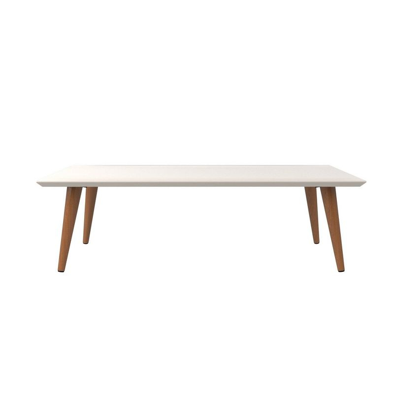 11.81" Utopia High Rectangle Coffee Table with Splayed Legs Off-White - Manhattan Comfort: Mid-Century Modern, MDF, Glossy Finish