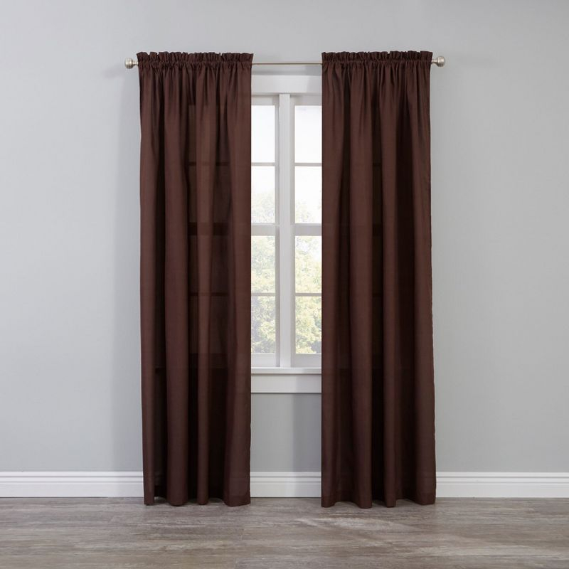 BrylaneHome BH Studio Microfiber Rod-Pocket Panel - 50" W 72" L, Chocolate