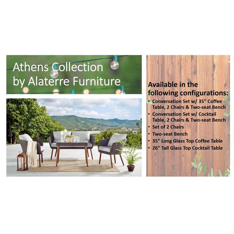4pc All-Weather Wicker Athens Outdoor Conversation Set with 35" Coffee Table - Brown - Alaterre Furniture: Weather-Resistant Patio Ensemble