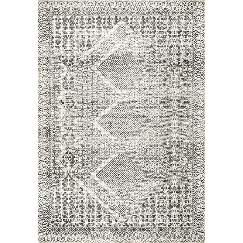 Nuloom Hart Medallion 5x8 Machine Washable Indoor Area Rug for Living Room Bedroom Dining Room Kitchen, Grey/Ivory
