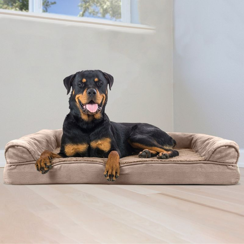 FurHaven Plush & Suede Full Support Sofa Dog Bed - Jumbo, Almondine