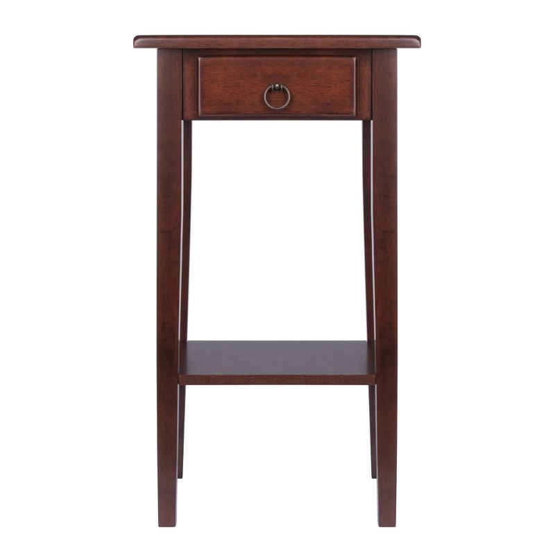 Regalia Accent Table with Drawer, Shelf - Antique Walnut - Winsome: Small Telephone Stand, Occasional Storage