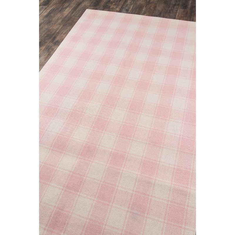 Marlborough Plaid Handmade Flatweave Wool Pink/Ivory Area Rug