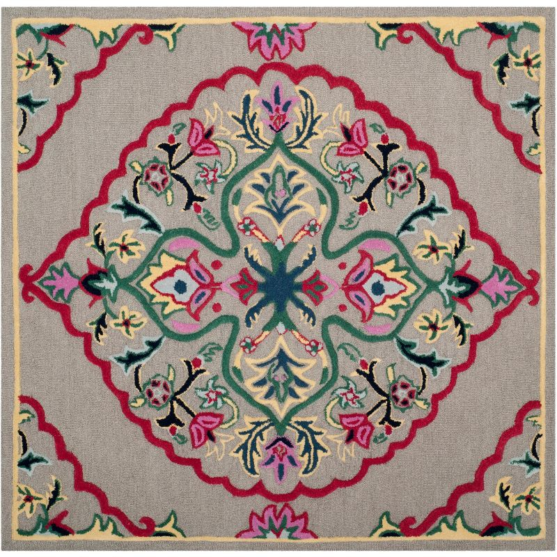 Bellagio BLG605 Hand Tufted Indoor Area Rug - Dark Grey/Multi - 5'x5' - Safavieh