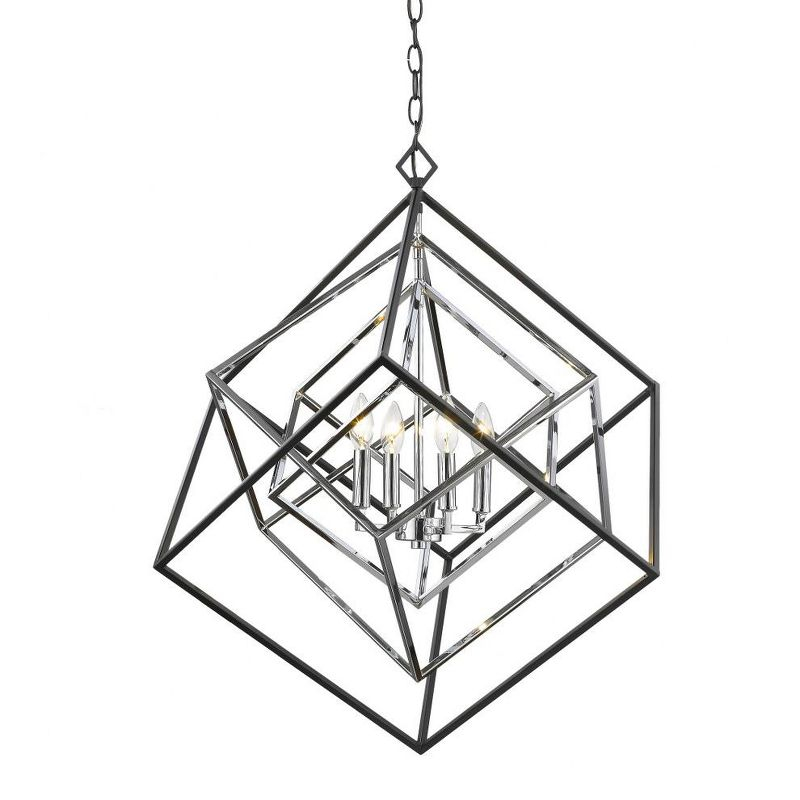 Z-Lite Euclid 4 - Light Chandelier in  Chrome/Matte Black