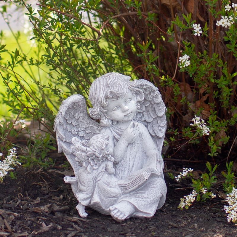 Northlight 8.25" Reading Angels with Book Outdoor Garden Statue