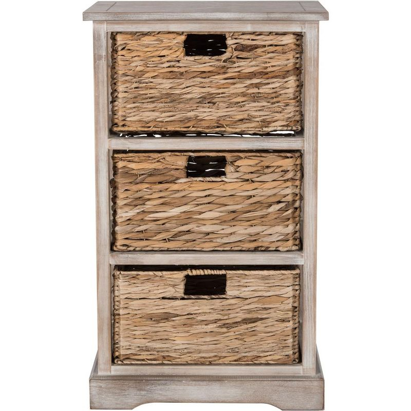 Halle Storage Side Table - AMH5738 - White Wash - Safavieh Couture