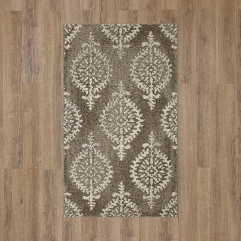 2'6"x4' Washable Paisley Tufted Accent Rug Tan - Threshold™: Skid-Resistant, Indoor, Medium Pile, Traditional Style