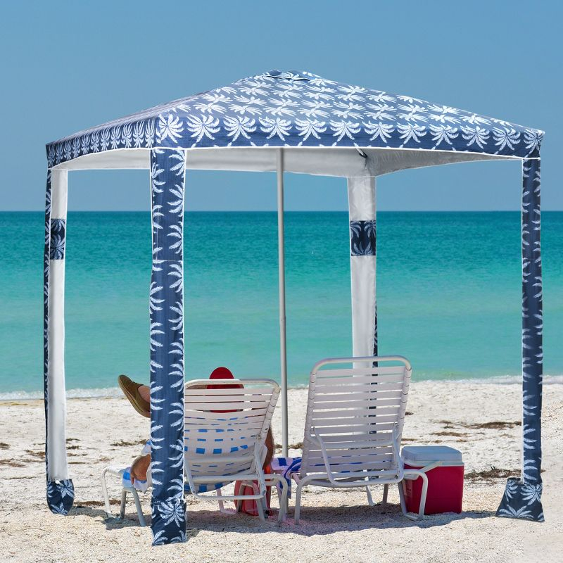 Outsunny Quick Beach Cabana Canopy Umbrella, 6.5' Easy-Assembly Sun-Shade Shelter with Sandbags, Cool UV50+ Fits Kids & Family, Blue