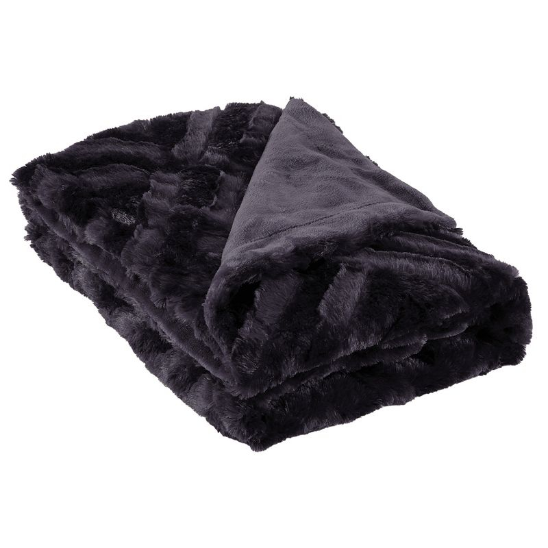 Modern Threads Luxury Textured Faux Fur Throw, 50 x 60, Eggplant