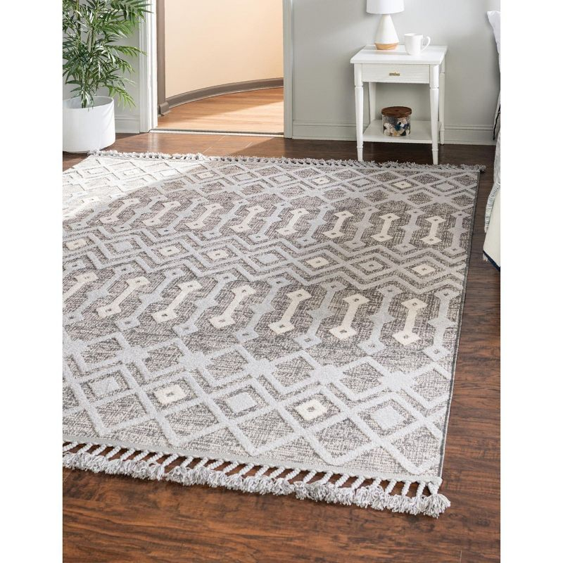 Unique Loom Arlo Collection Area Rug - Lenny (9' 10" Square Gray/Ivory)