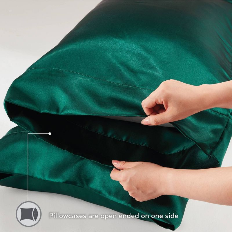 Madison Park King 2pc Satin Luxury Pillowcases Emerald