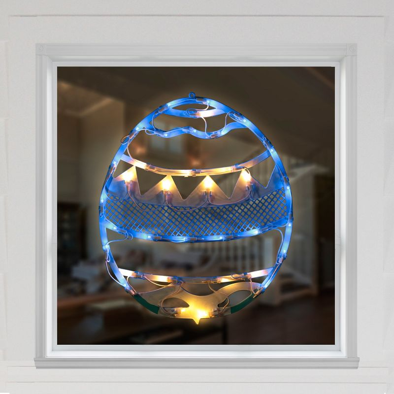 Northlight LED Lighted Easter Egg Spring Window Decoration - 17"  - Blue