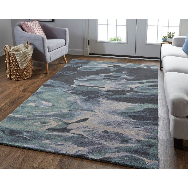 Amira Transitional Abstract Green/Blue/Black Area Rug