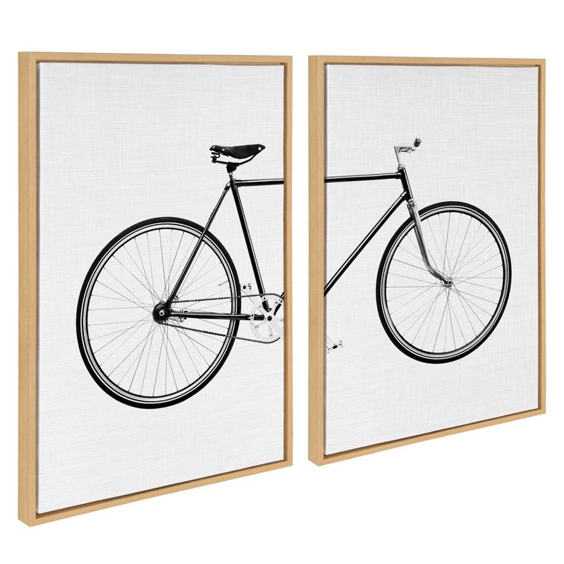2pc 23" x 33" Sylvie Bicycle by Simon Te of Tai Prints Framed Wall Canvas Natural - Kate & Laurel All Things Decor