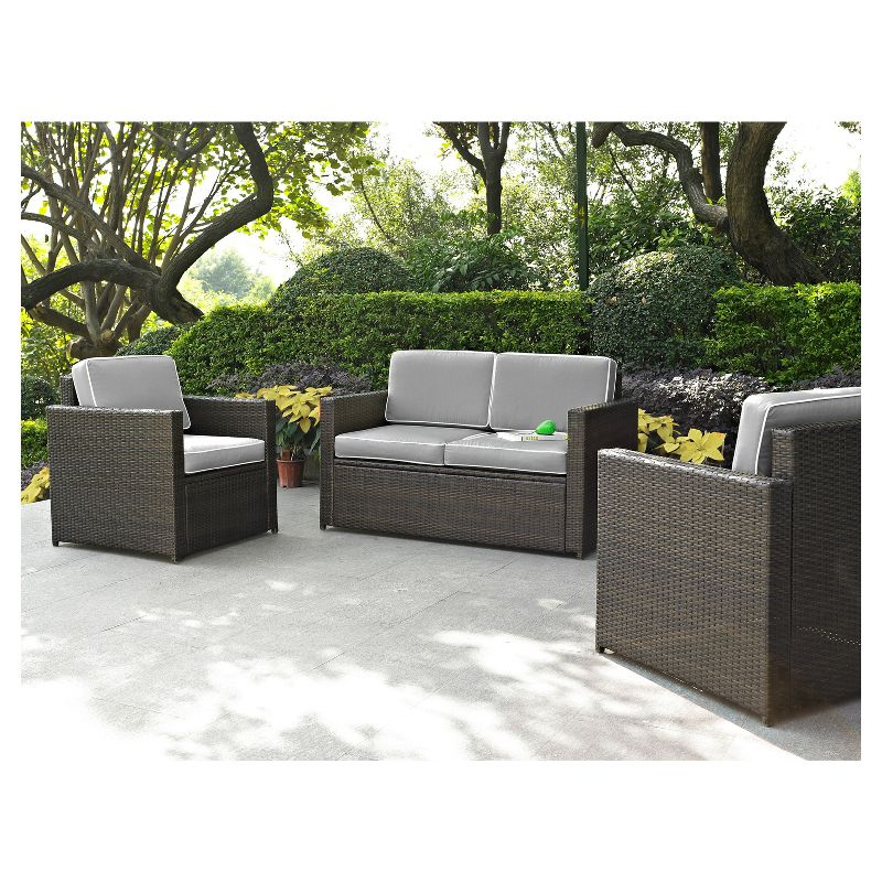 Palm Harbor 3pc All-Weather Wicker Patio Seating Set - Gray - Crosley: Outdoor Furniture Set with Cushions & Steel Frame