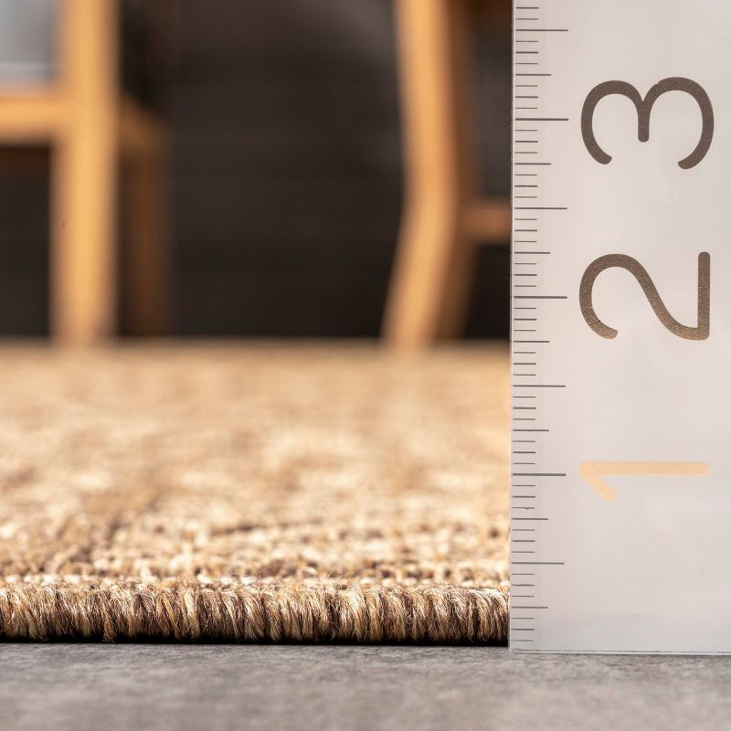 6'7"x9' Abbey Geometric Striped Indoor and Outdoor Area Rug Beige - nuLOOM: Low Pile, Machine Made, Polypropylene