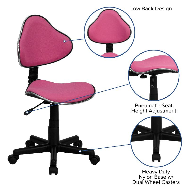 Flash Furniture Whitney Pink Fabric Swivel Ergonomic Task Office Chair