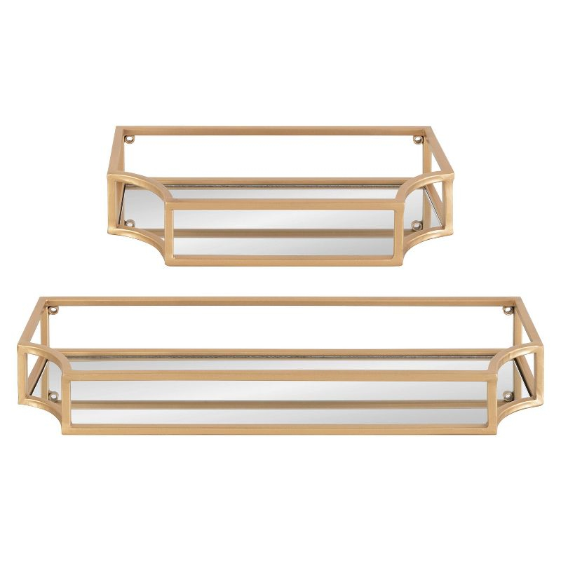 Kate & Laurel All Things Decor 2pc Ciel Metal Wall Shelf Set Gold: MDF Floating Shelves, No Assembly Required