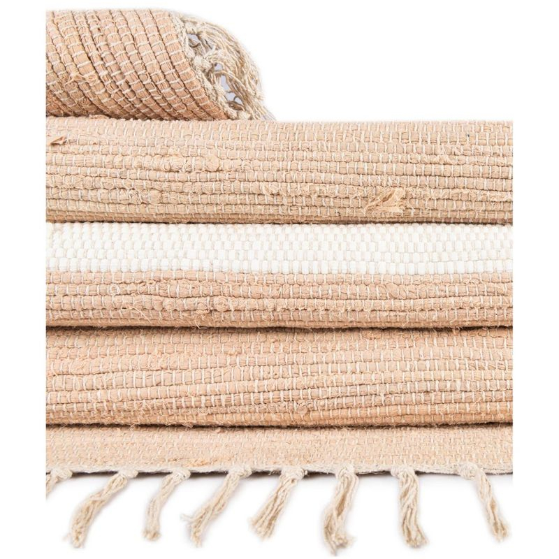 Unique Loom Chindi Rag Collection Area Rug - Striped (12' 2" x 16' 1" Rectangle Beige/Ivory)
